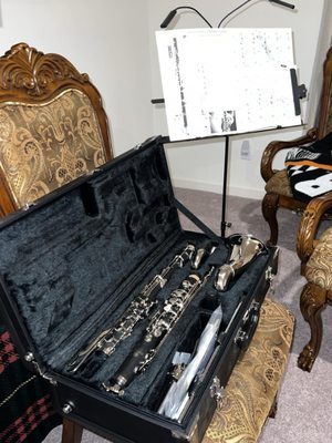 Jupiter JBC1000NC Intermediate Bb Bass Clarinet  with Nickel-plated Keys -  One Section Wooden Case