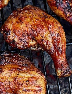 BBQ Grilled Chicken
Tender dark meat chicken leg quarters grilled to a 'fall-off-the-bone' flavorful perfection!