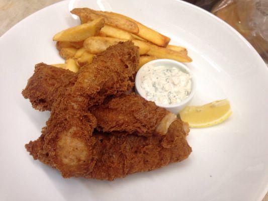 Fish n Chips with fresh, Pacific Rock cod, house tartar sauce.