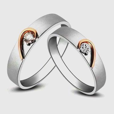 Custom Heart Diamond Wedding Ring 14 karat White Gold