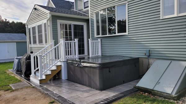 Granite Patio and Hot Tub Installation