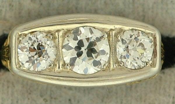 1.34 ctw Old European Cut diamond ring, die struck, 14karat white and yellow gold.