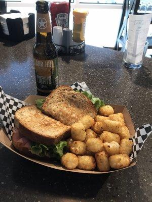 Club sandwich and Tots