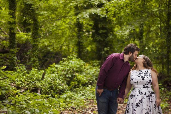 A fun engagement session at the Botanical Gardens in Greensboro, NC