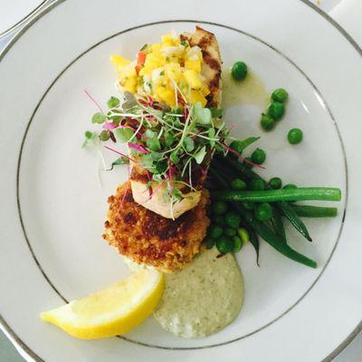 Pumpkin swordfish and crab and lobster cake