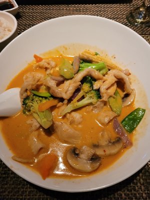 The red curry here is great. More savory than sweet. Just the way I like it.