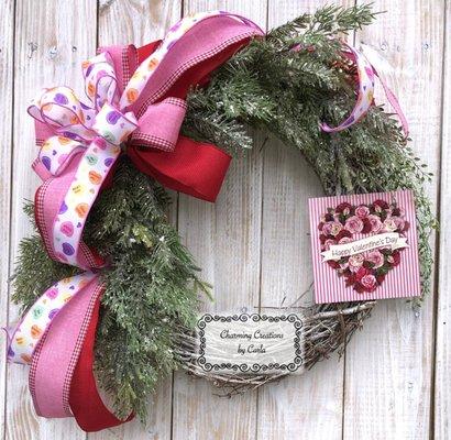 Grapevine Conversation Hearts Valentine Wreath