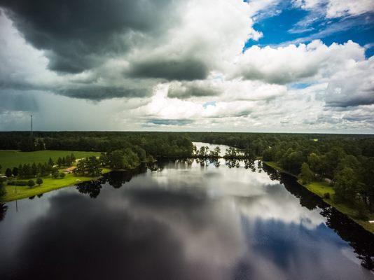 Drone view of the two back lakes.