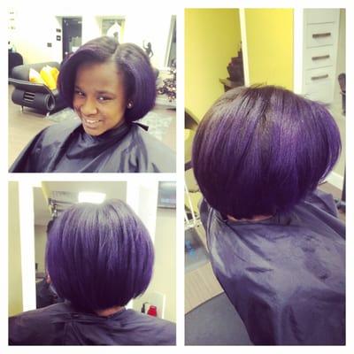 Color, Purple Highlights. Take Pride in Our work. 100% customer Service