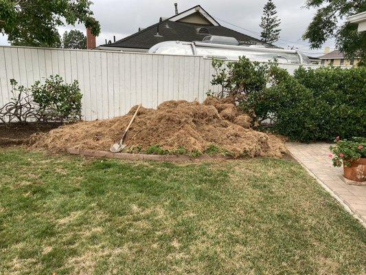 The pile Natures tree service made almost 3 months after cutting the tree down. Never returned to clean up or called.