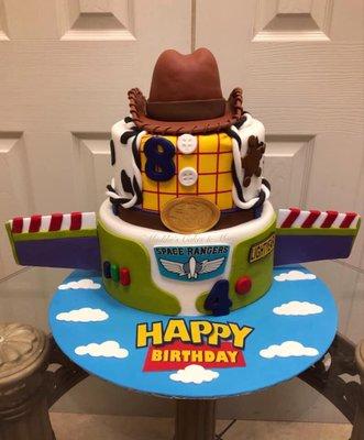 Toy Story Theme Cake made with buttercream frosting and fondant details