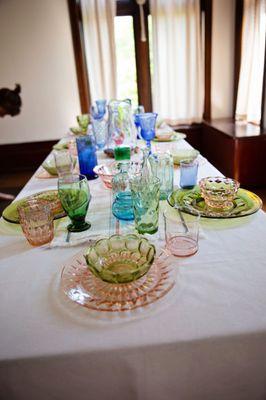 We have 100's of vintage + specialty glass pieces available for rent to elevate your special day.