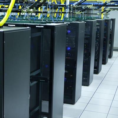 A few cabinet rows in our data center and colocation facility.