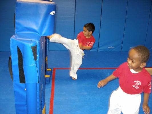 Lil Martial Artist kicking  practice