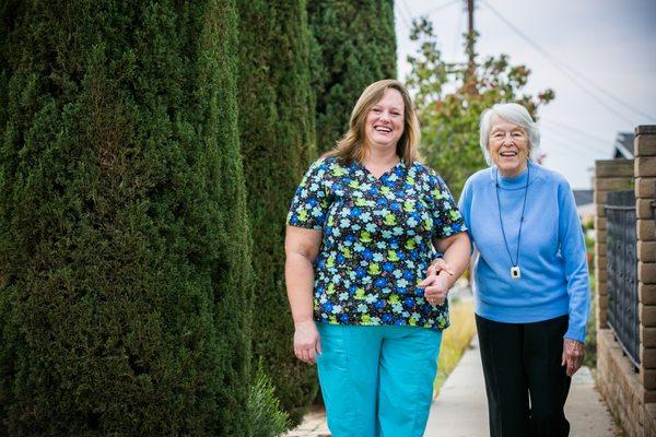 Marion and April enjoying San Diego's weather. Your Home Care Agency for San Diego.