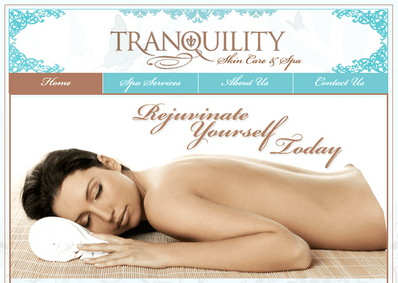 Tranquility website frontpage