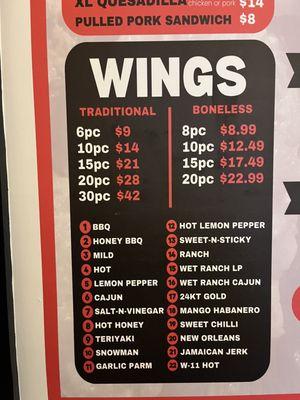 Wing flavors