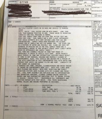 My invoice from bad gas.