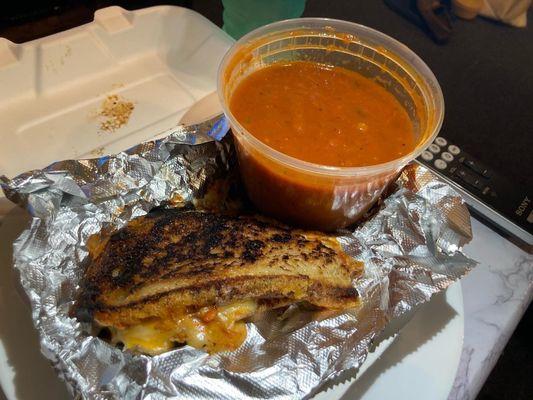 Kimchi Grilled Cheese and Gochujang Roasted Tomato Bisque