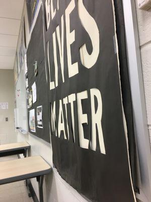 The Black Lives Matter poster that has no intent on saying that all people matter including Asians, whites, Hispanics, etc