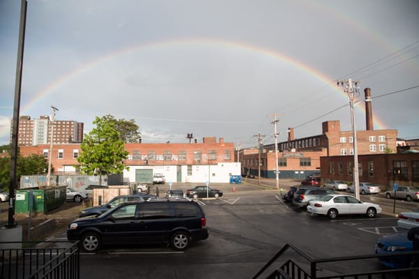 Double rainbow outside Fete just before wedding.