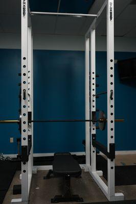 Bench with mirror overhead to check your form!