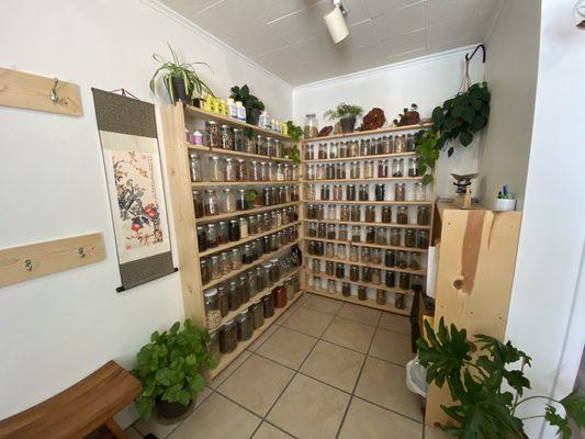 Wall of traditional herbs