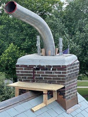 New chimney Liner installation.