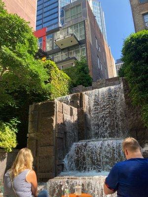 Waterfall on the back wall of the park.