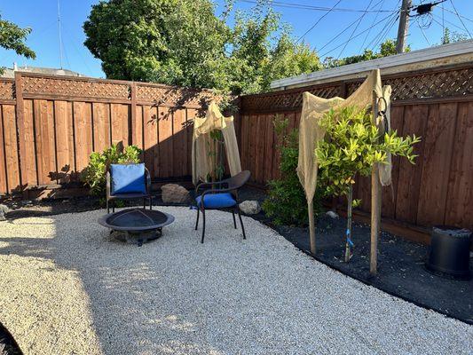 xeriscaped gravel area