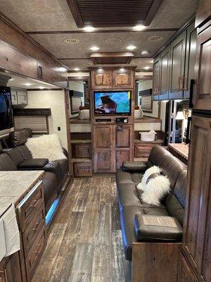 Inside one of our horse trailers