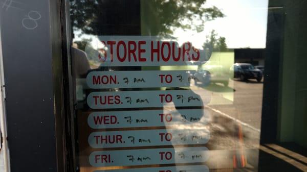 Here are the posted hours