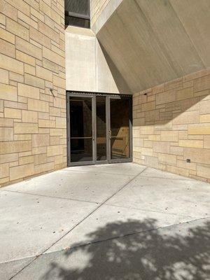 Entrance facing the library