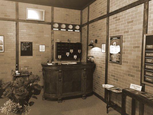 Hotel lobby with registration desk