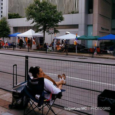 Front row seat at the parade route on Louisiana Street. This was hours before parade started. 2017