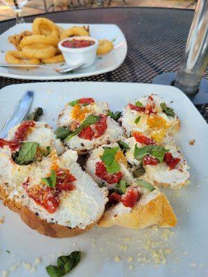 Bruschetta and calamari