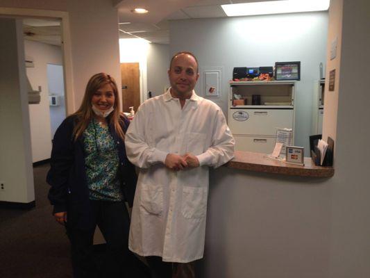 Dr. Fried at the reception counter