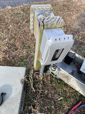 New outdoor receptacle install on post