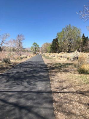 Well paved trails are shared with bicycles and hikers