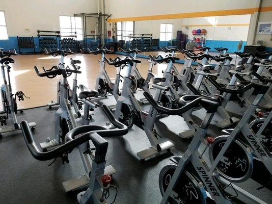 Spin Bikes in Group Fitness Room