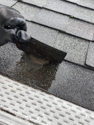 Laminate shingle delaminating.