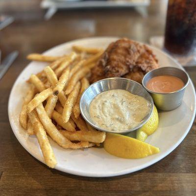 Fish & Chips - note the generous tartar sauce vessel