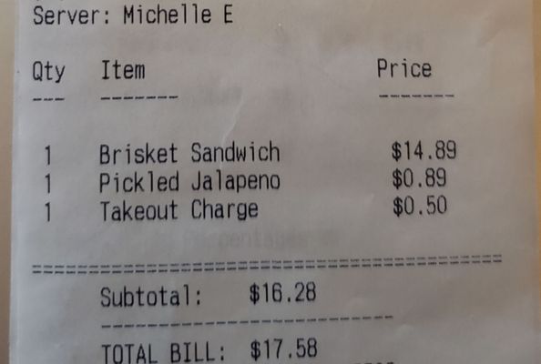 50 cent takeout charge