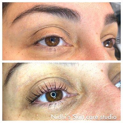 Lash lift before and after