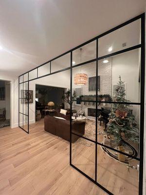 Framed glass partition