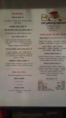 front page of menu