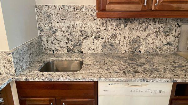 New bar top with full height backsplash