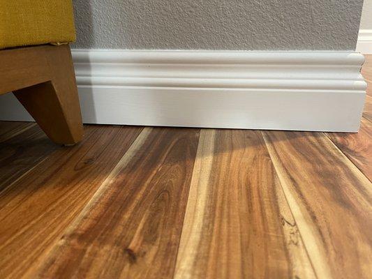 Unlevel flooring created gaps and extensive squeaks.