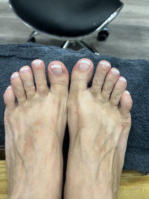 French tip gel pedicure