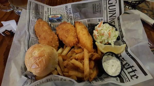 Guinness battered cod n chips